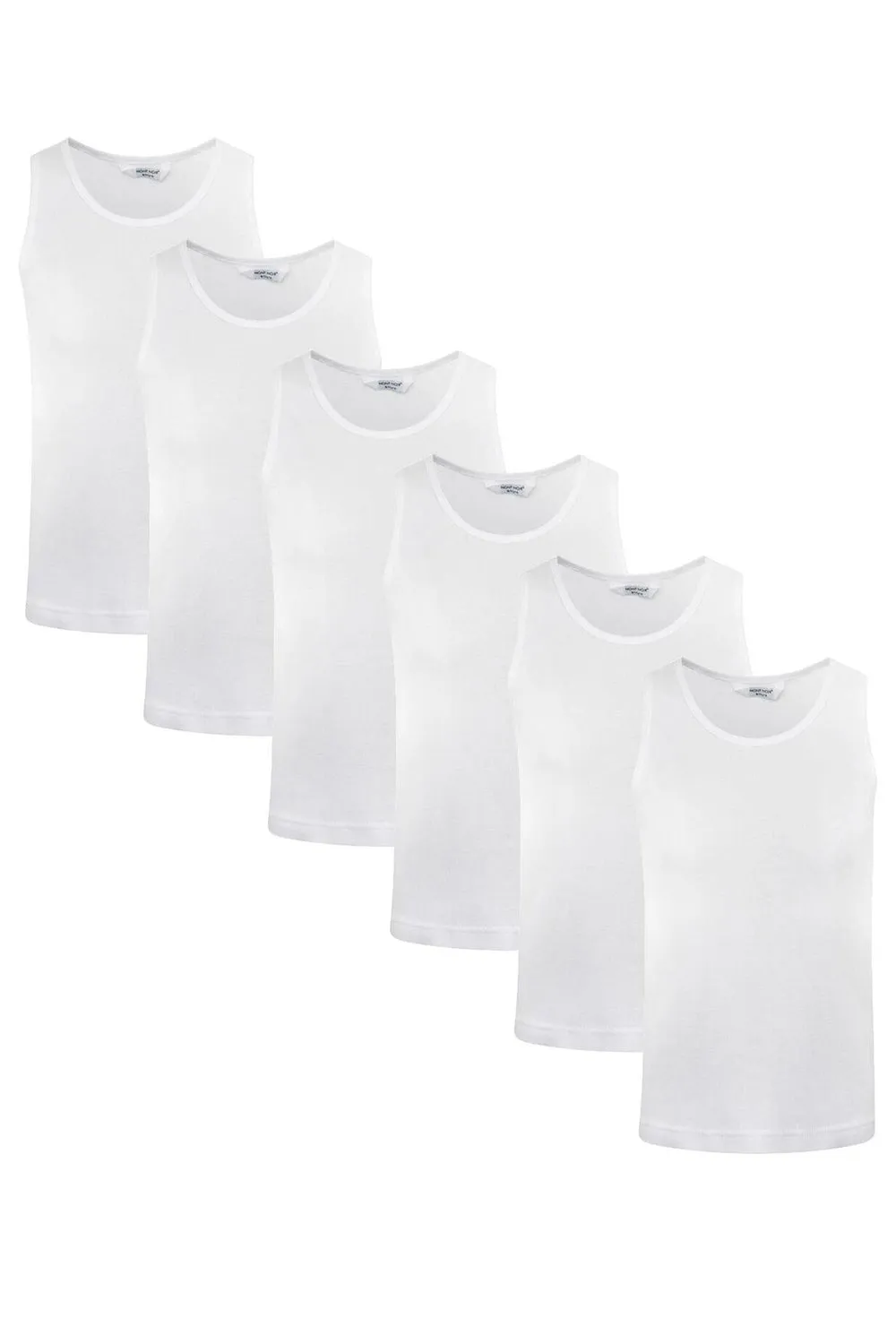 6 Pack Girls Plain White 100% Cotton Vest