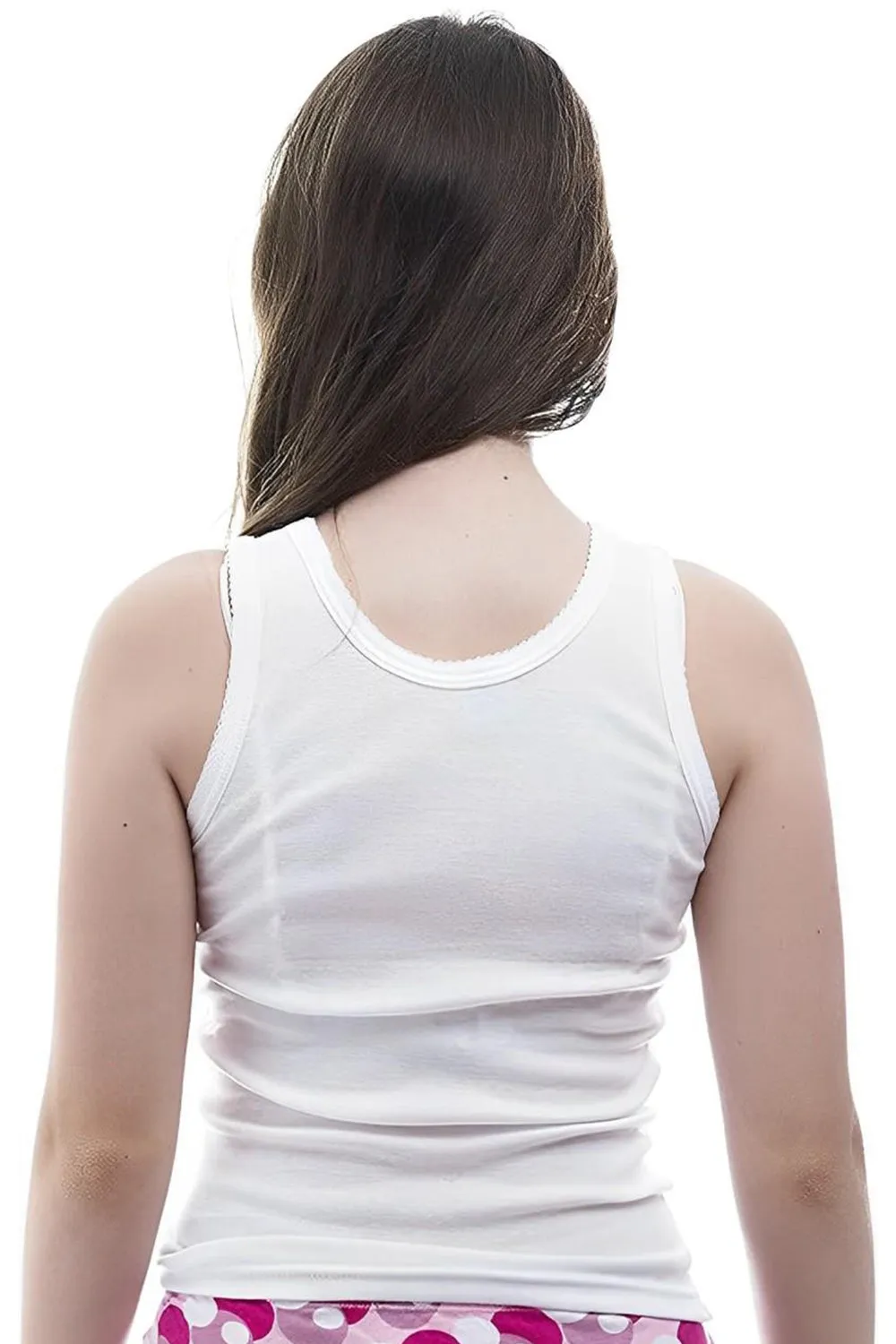 6 Pack Girls Plain White 100% Cotton Vest