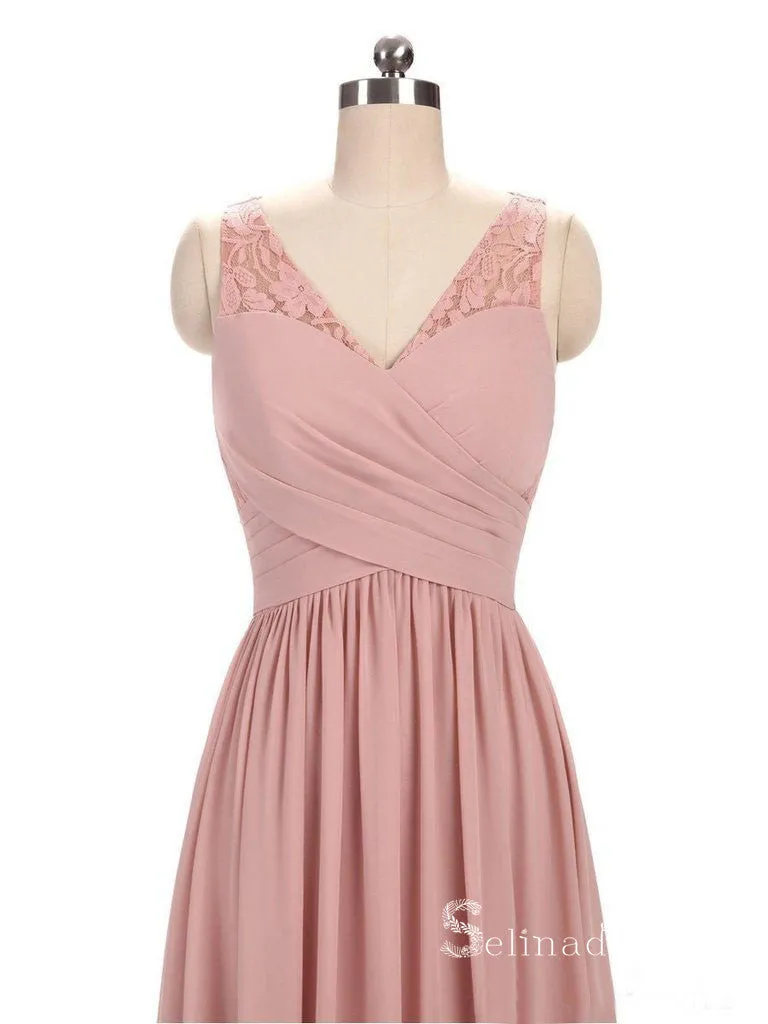 A-line V neck Lace Bridesmaid Dress Cheap Bridesmaid Dresses BRD022