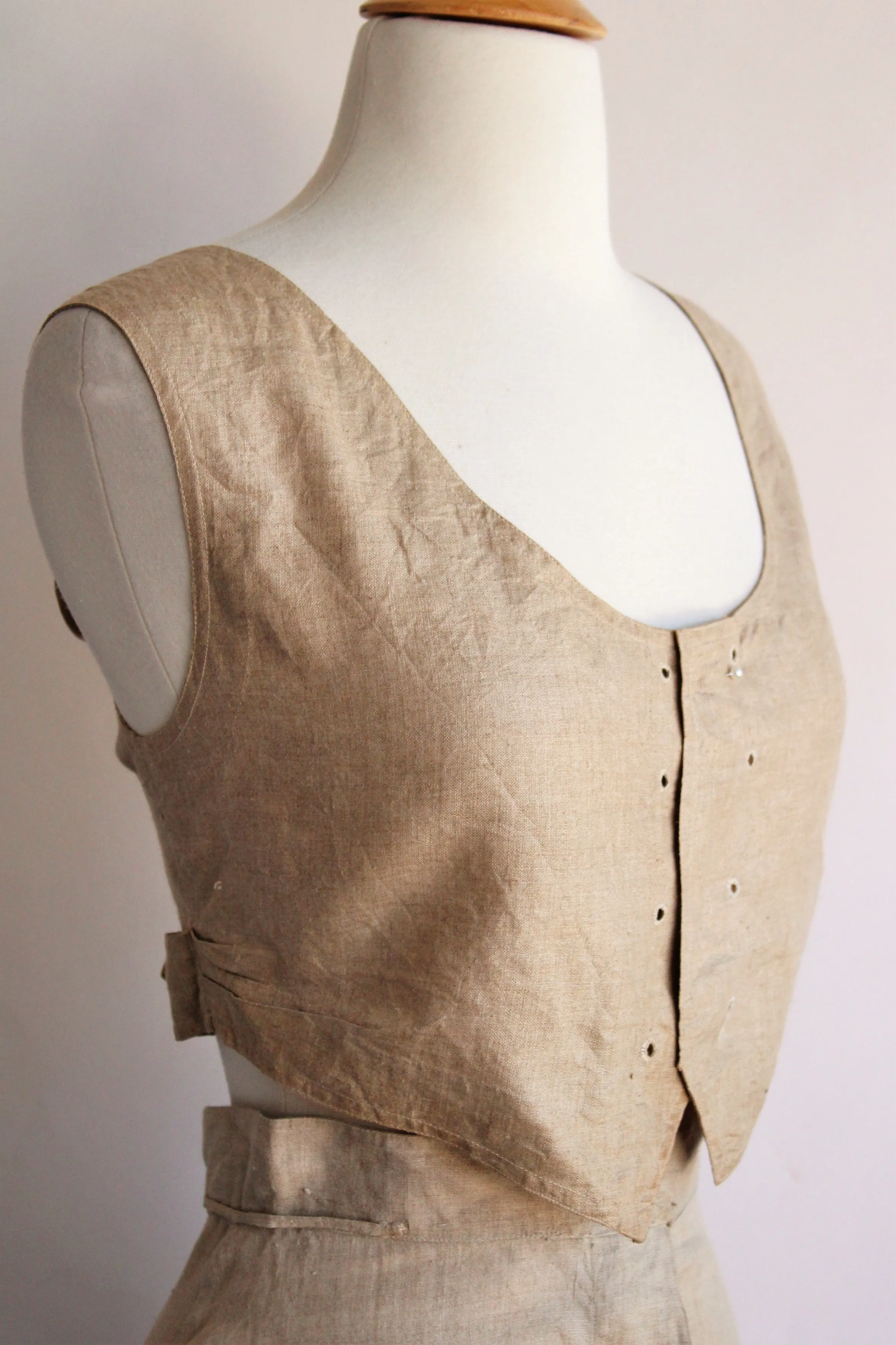 Antique 1900s Linen Skirt and Waistcoat
