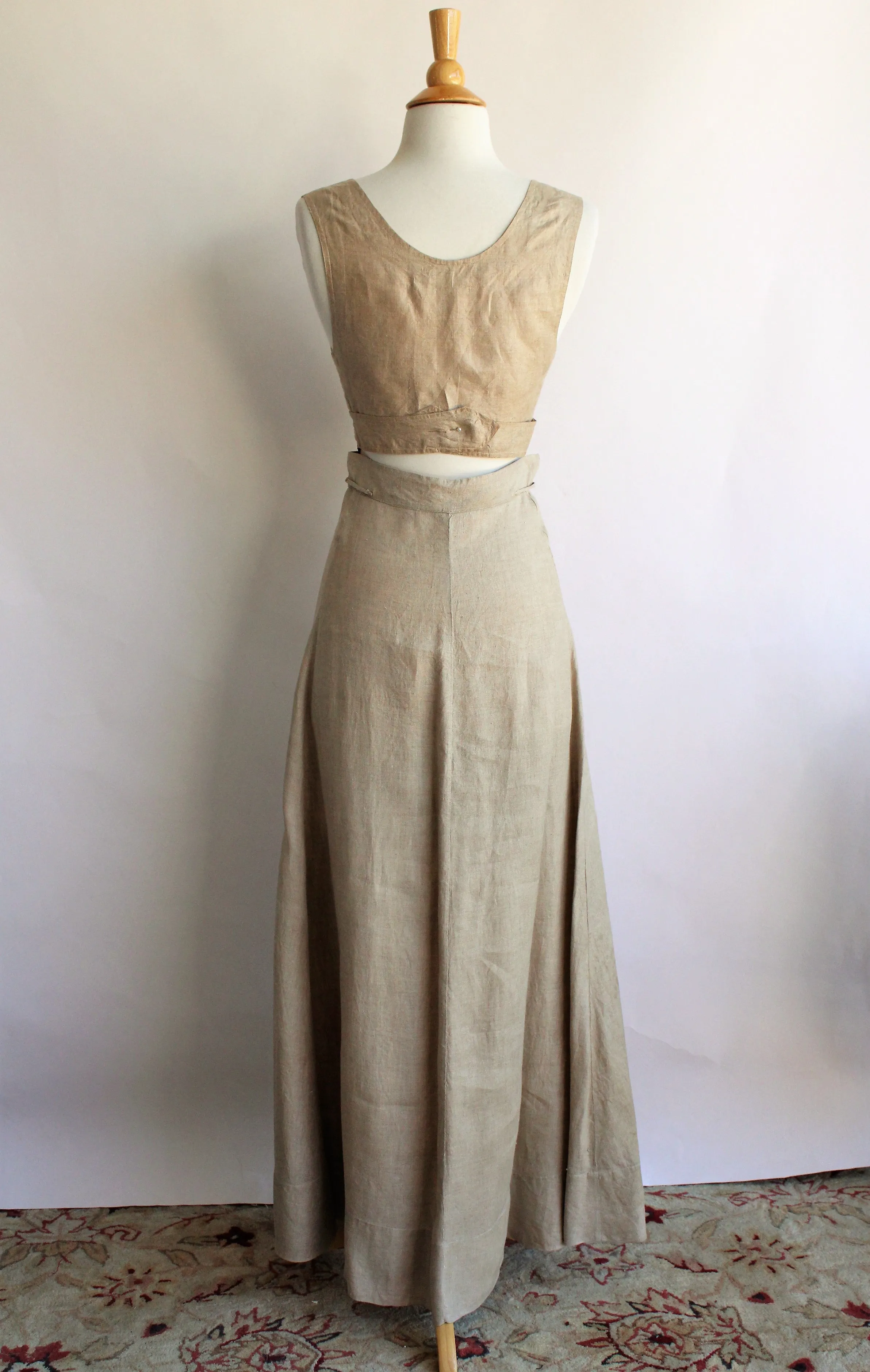 Antique 1900s Linen Skirt and Waistcoat