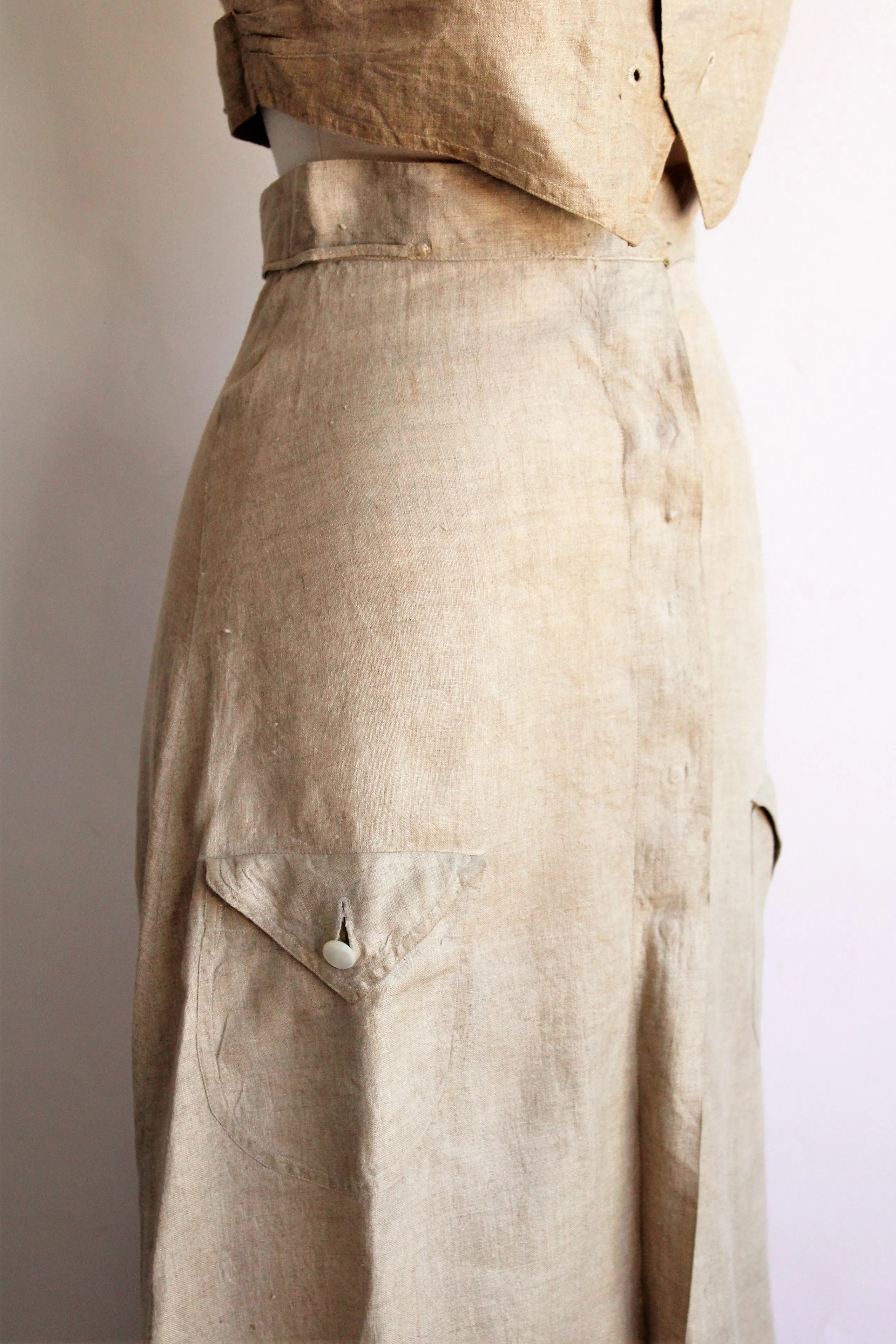 Antique 1900s Linen Skirt and Waistcoat