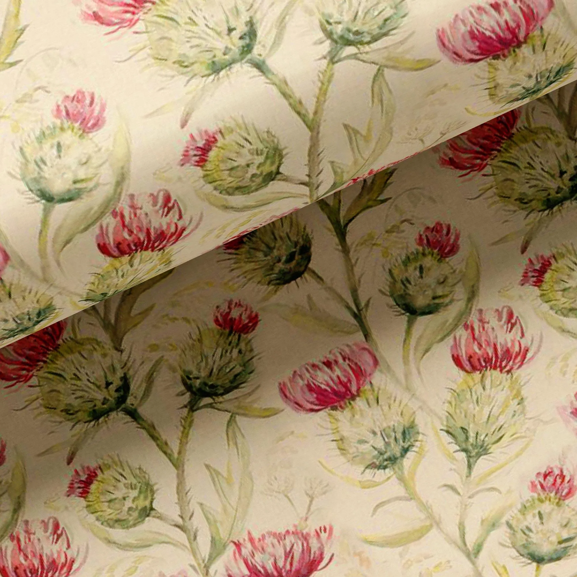Beautiful Floral Vines Over Cream Base Digital Printed Fabrics