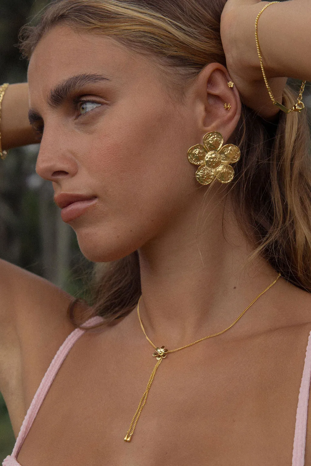 Big Flower Earring Gold Plated
