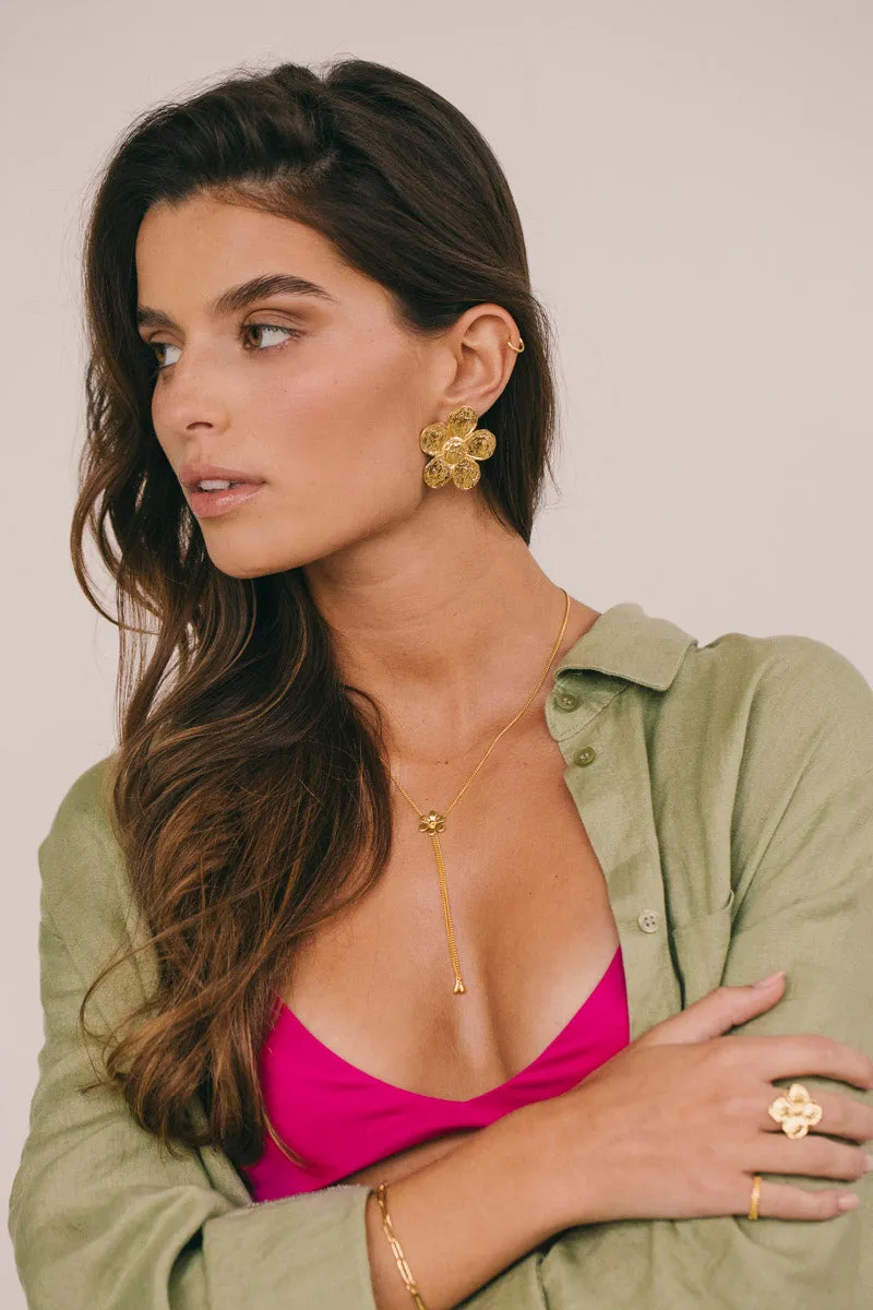 Big Flower Earring Gold Plated