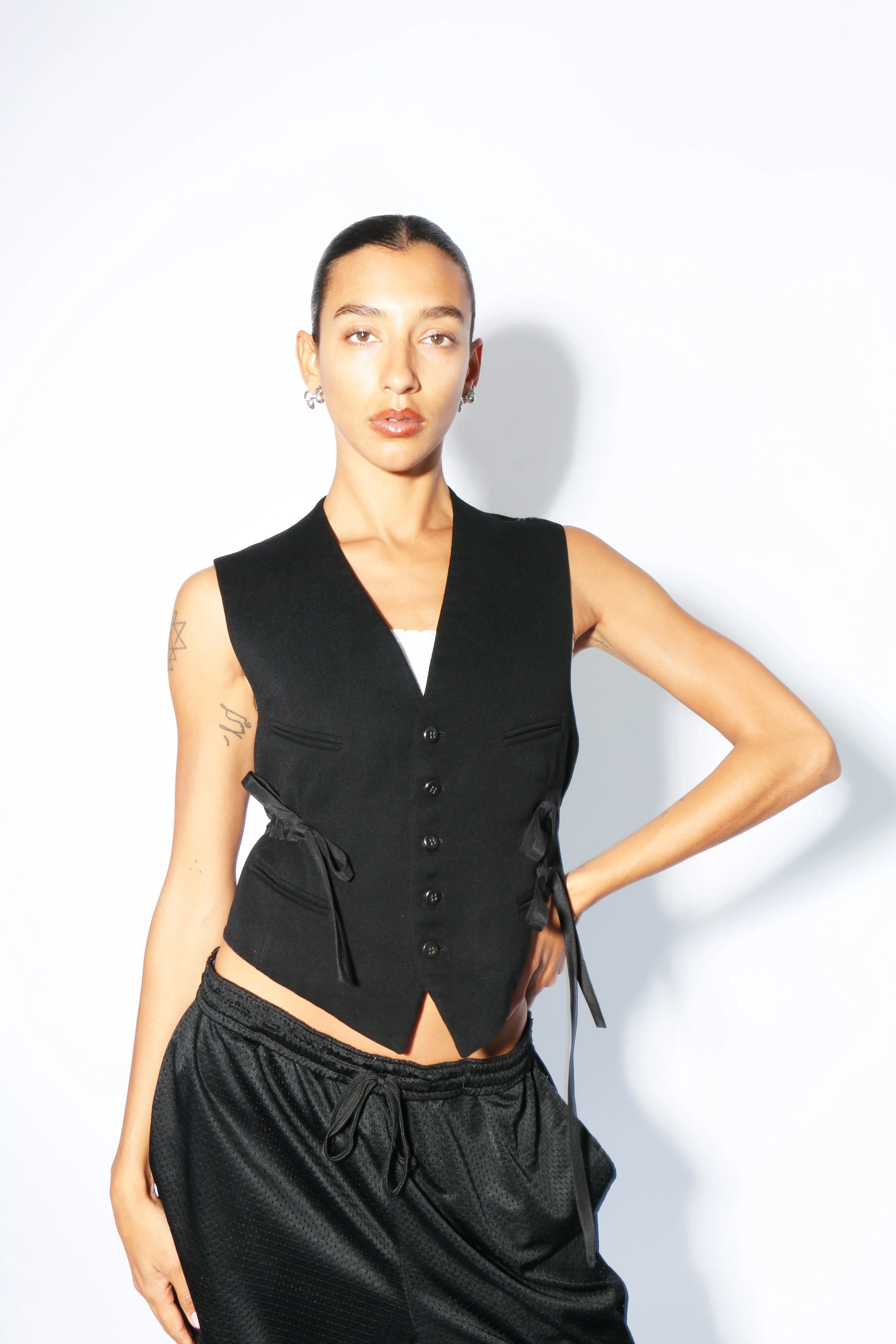 Black Banzo Ribbon Vest