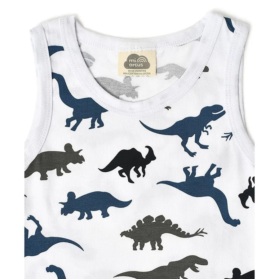 Boys Dino Print Shorts and Vest Set
