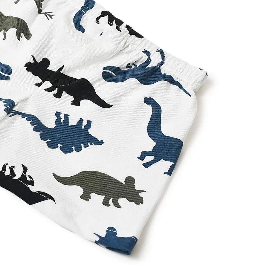 Boys Dino Print Shorts and Vest Set