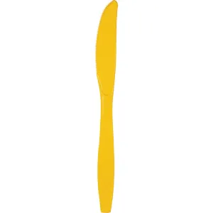 Bulk Pack of 100 School Bus Yellow Plastic Knives