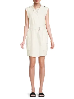 Calvin Klein Belted Vest Dress in Soft White
