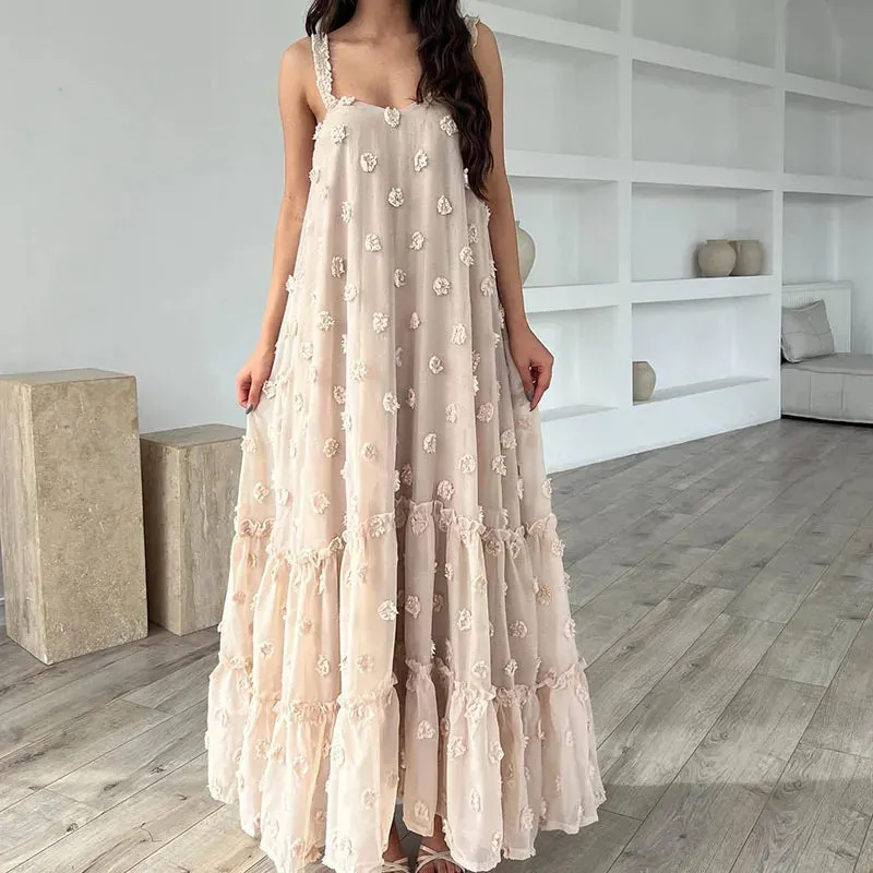 Casual Sling Vacation Floral Summer Beautiful Off Shoulder Big Hem Elegant Fashion Dress