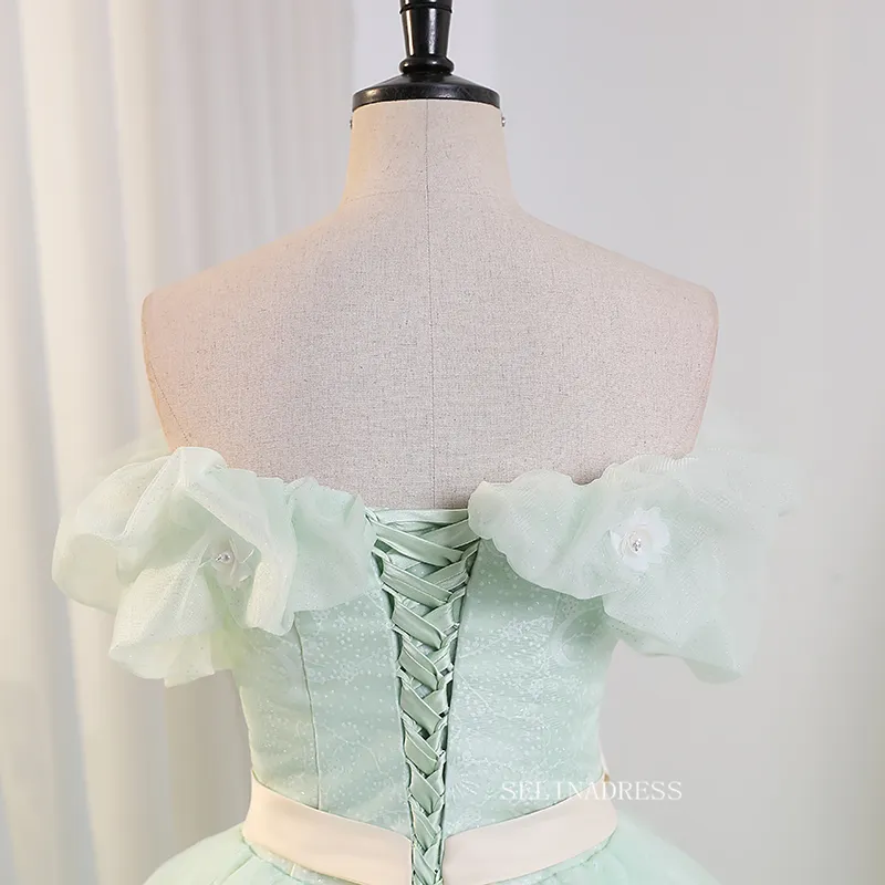 Chic Off-the shoulder Ball Gown Prom Dress Elegant Princess Dress Evening Dress #kop120