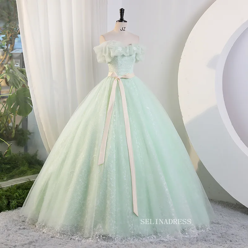 Chic Off-the shoulder Ball Gown Prom Dress Elegant Princess Dress Evening Dress #kop120