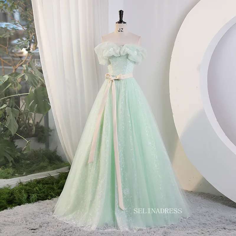 Chic Off-the shoulder Ball Gown Prom Dress Elegant Princess Dress Evening Dress #kop120