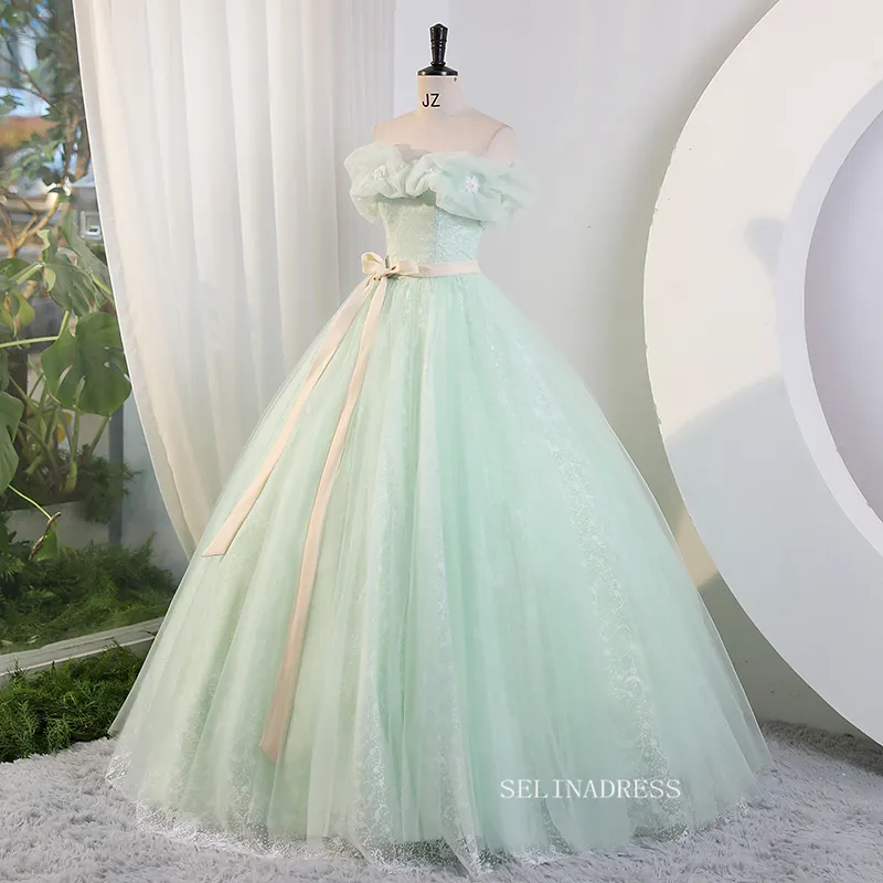 Chic Off-the shoulder Ball Gown Prom Dress Elegant Princess Dress Evening Dress #kop120