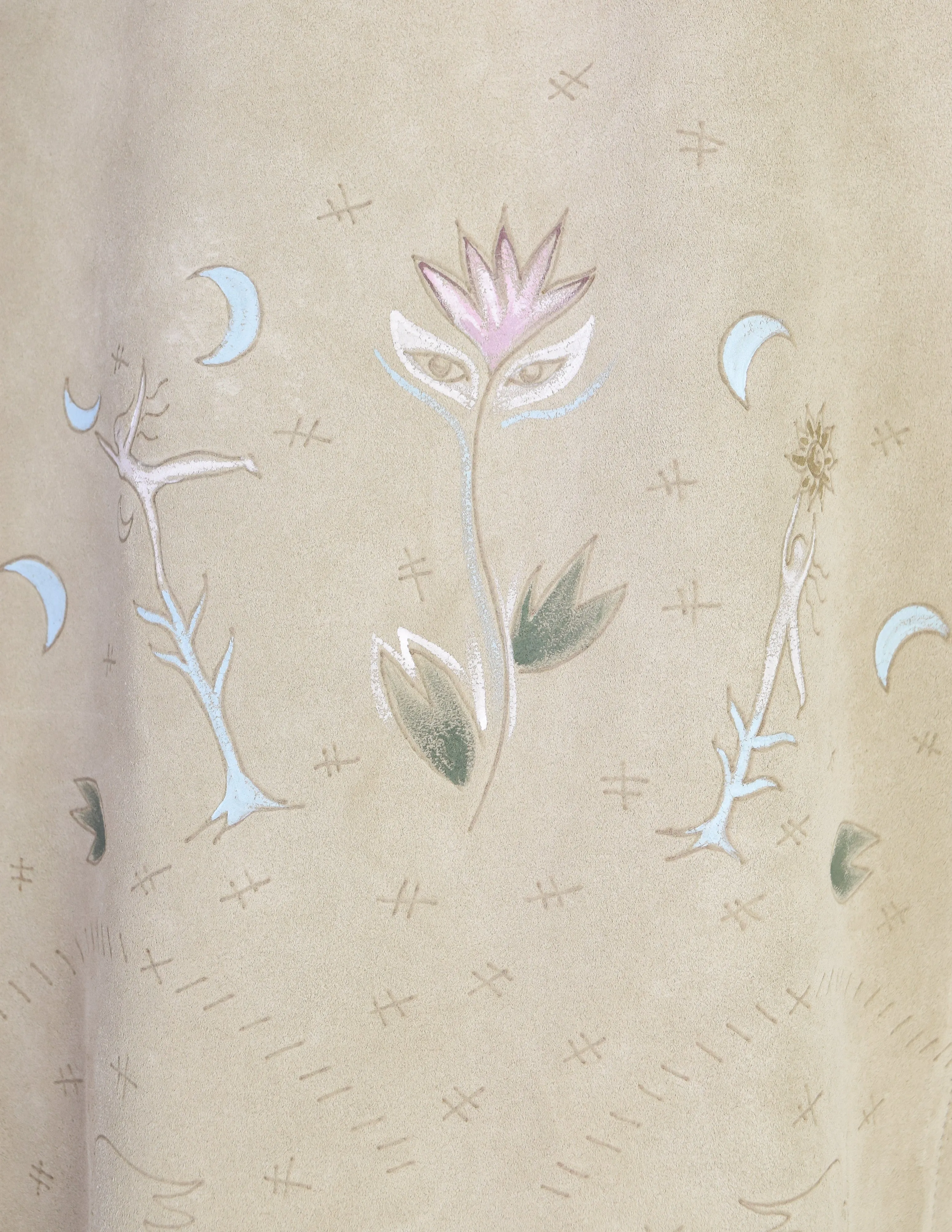 Christian Dior Pre-Fall 2017 'Le Printemps' Hand Painted Beige Suede Longline Vest