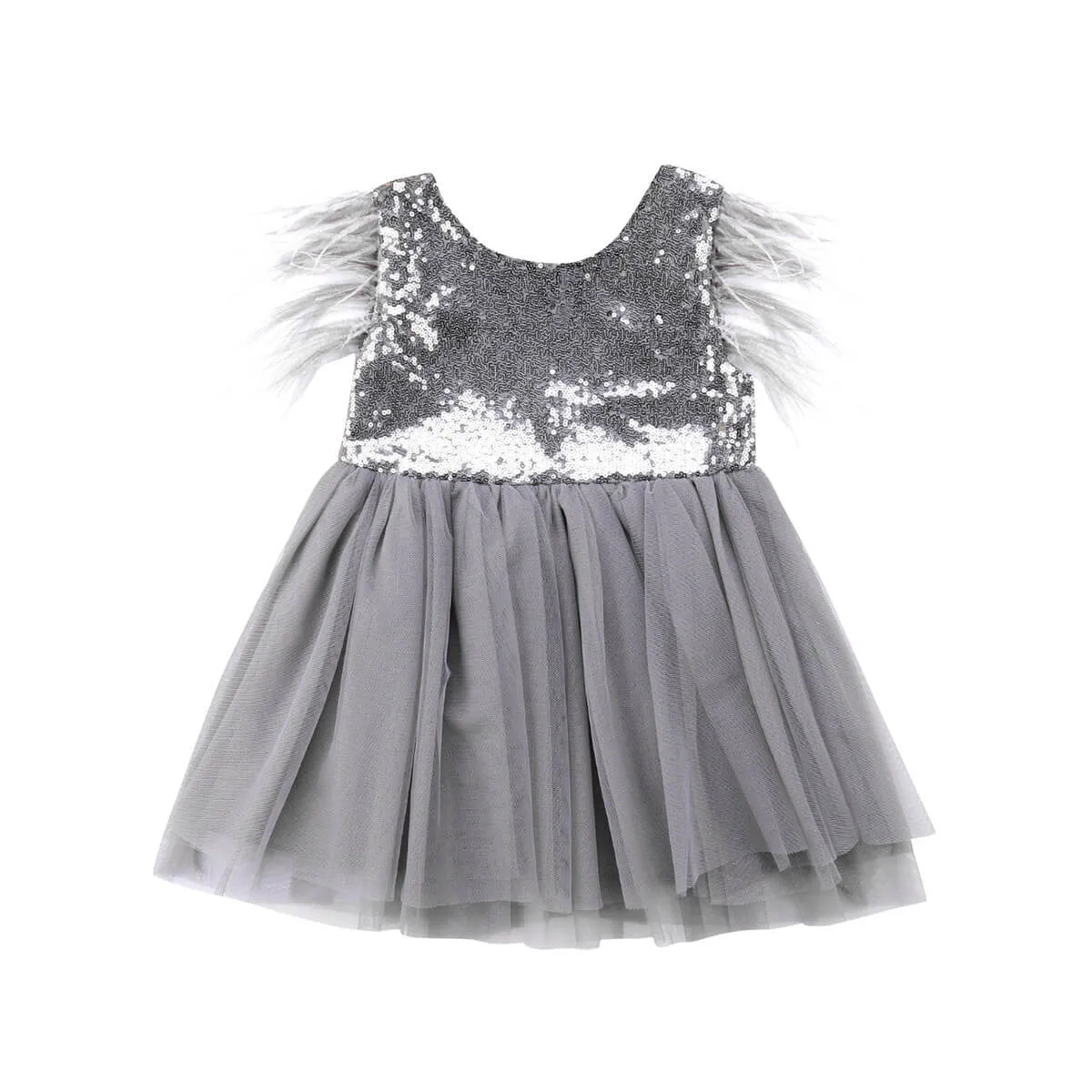 Feather Sequin Toddler Pageant Dresses Princess Tulle Tutu Girl Dress Wedding Pageant Party Baby Dresses