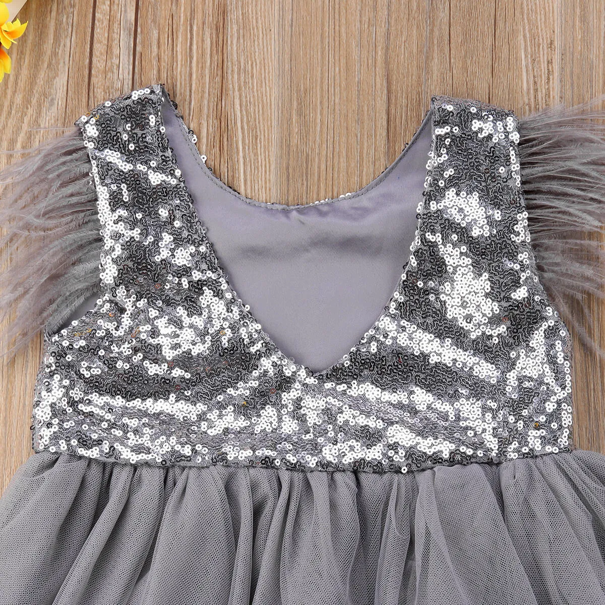 Feather Sequin Toddler Pageant Dresses Princess Tulle Tutu Girl Dress Wedding Pageant Party Baby Dresses