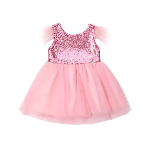 Feather Sequin Toddler Pageant Dresses Princess Tulle Tutu Girl Dress Wedding Pageant Party Baby Dresses