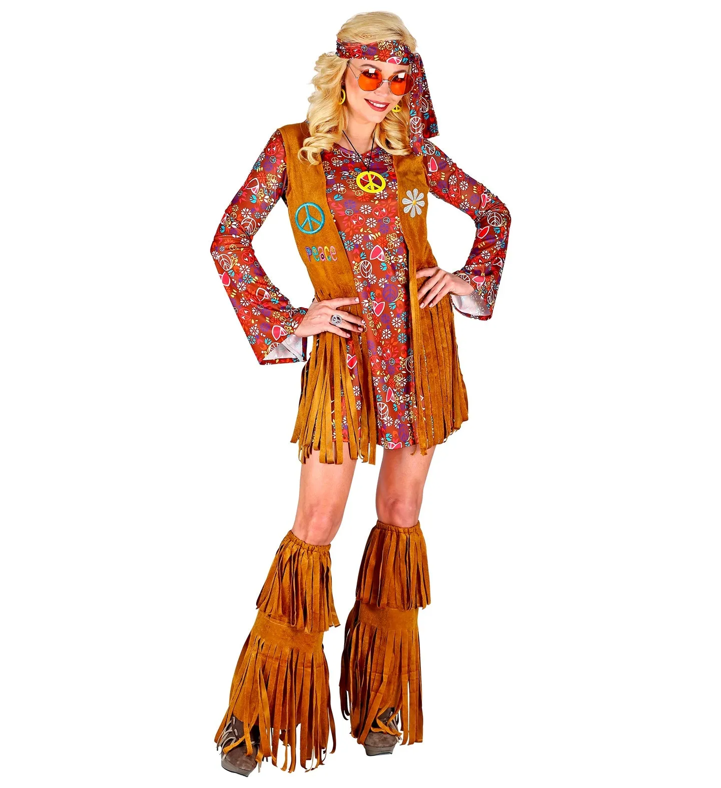 Flower Power Fringe Hippie Costume Ladies