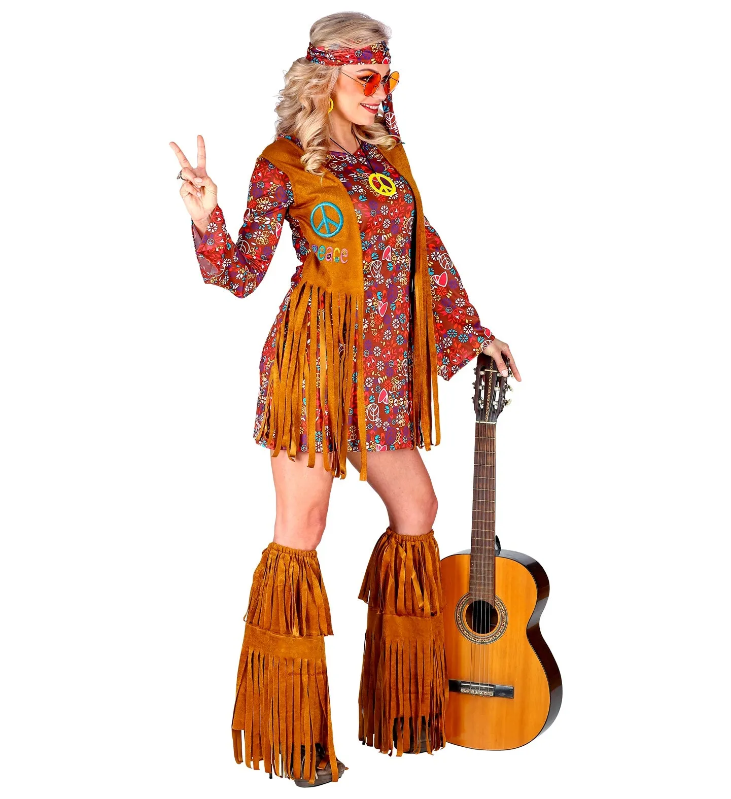 Flower Power Fringe Hippie Costume Ladies