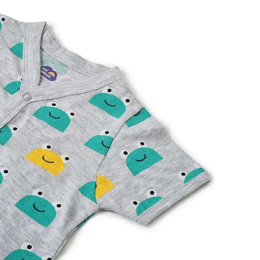 Frog Face Print ( Front Open Vest & Pyjama Set )