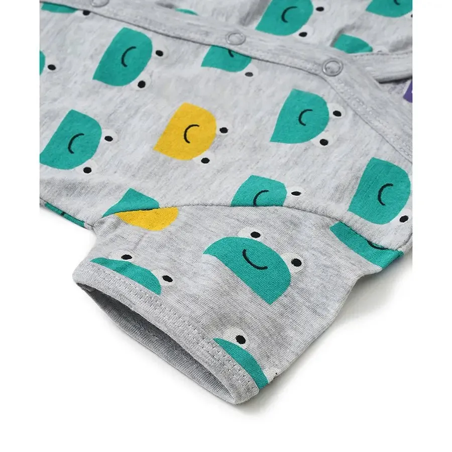 Frog Face Print ( Front Open Vest & Pyjama Set )