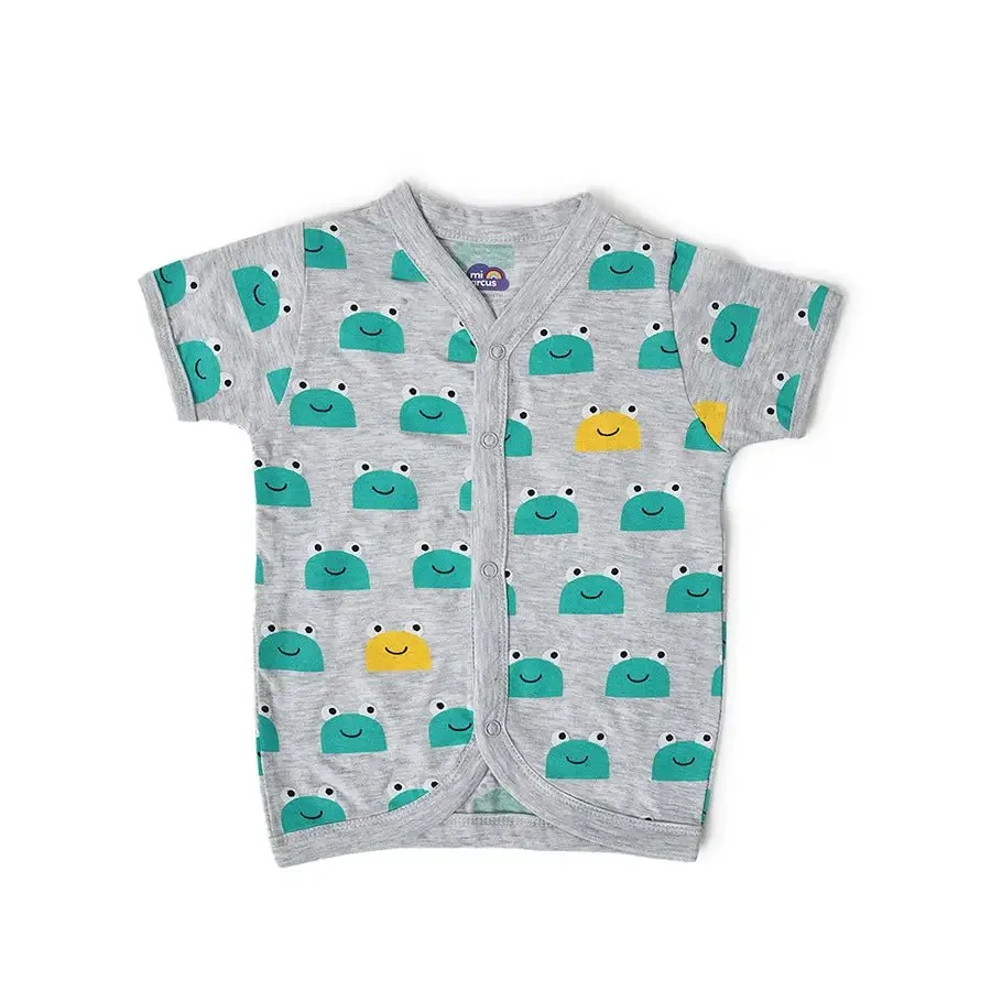 Frog Face Print ( Front Open Vest & Pyjama Set )