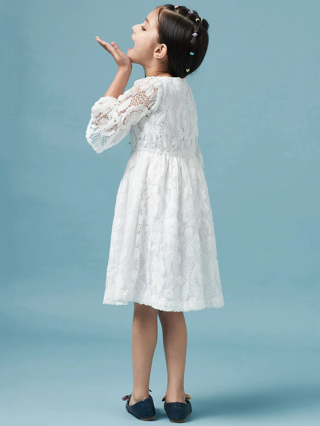 Girls Floral Lace Dress