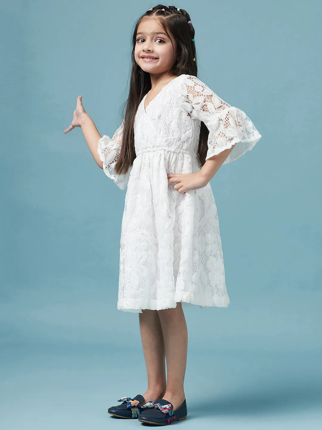 Girls Floral Lace Dress