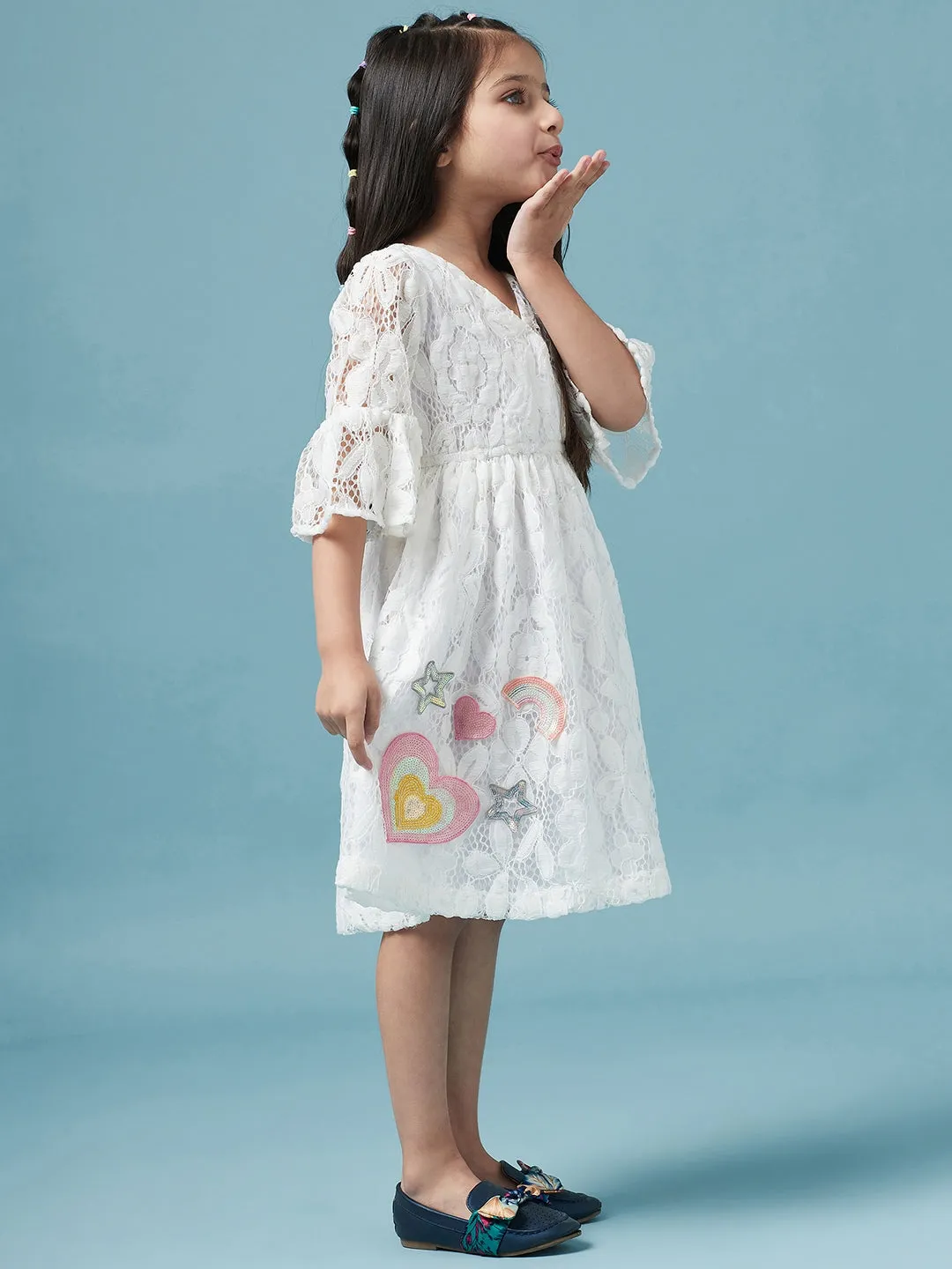 Girls Floral Lace Dress