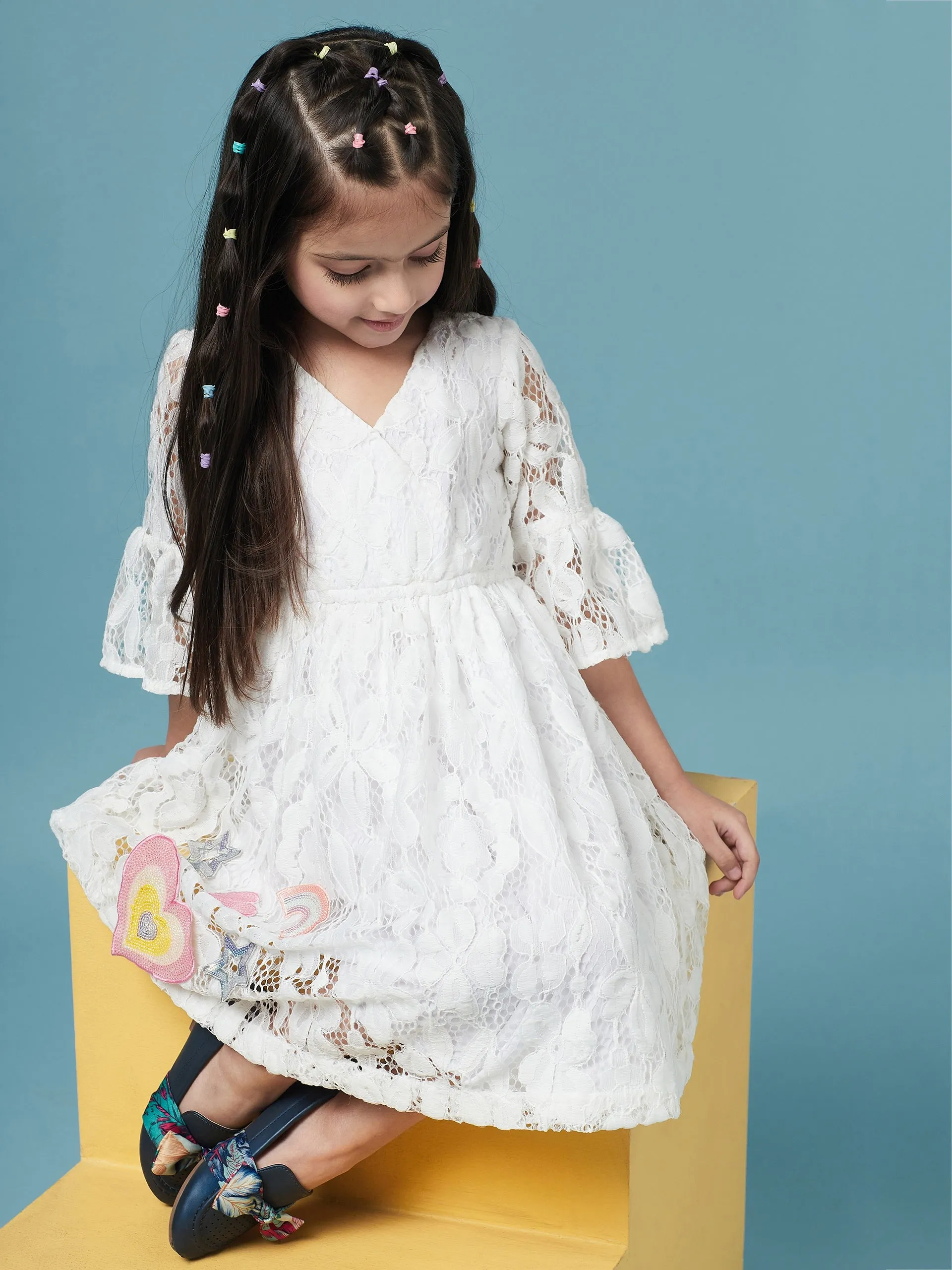 Girls Floral Lace Dress