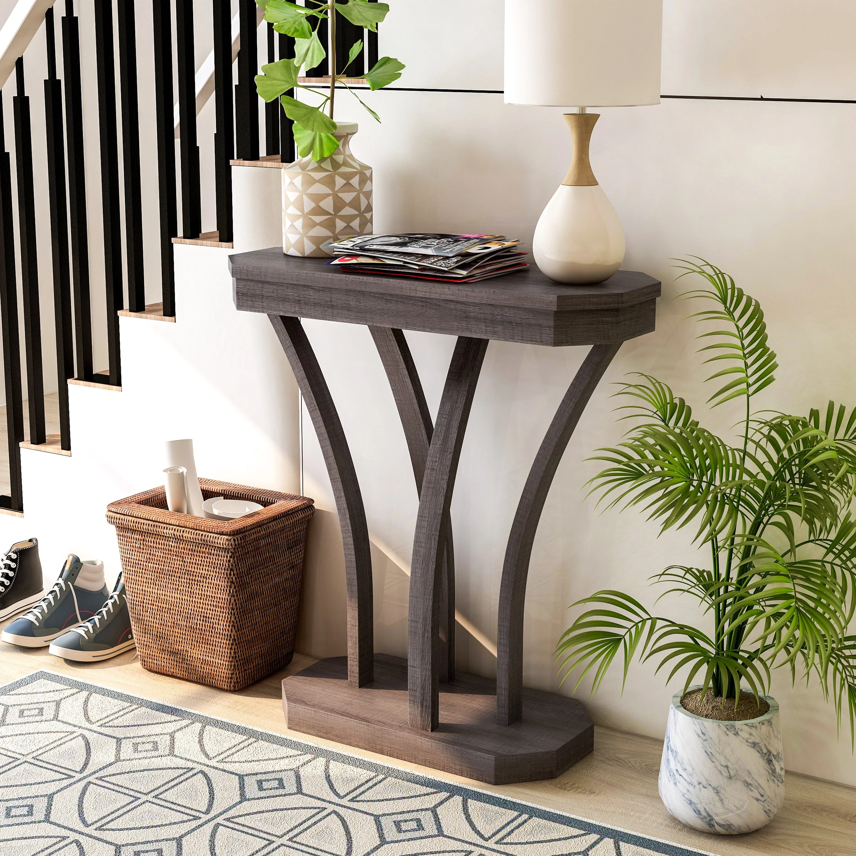 Guild Modern Walnut Oak 1-Shelf Console Table