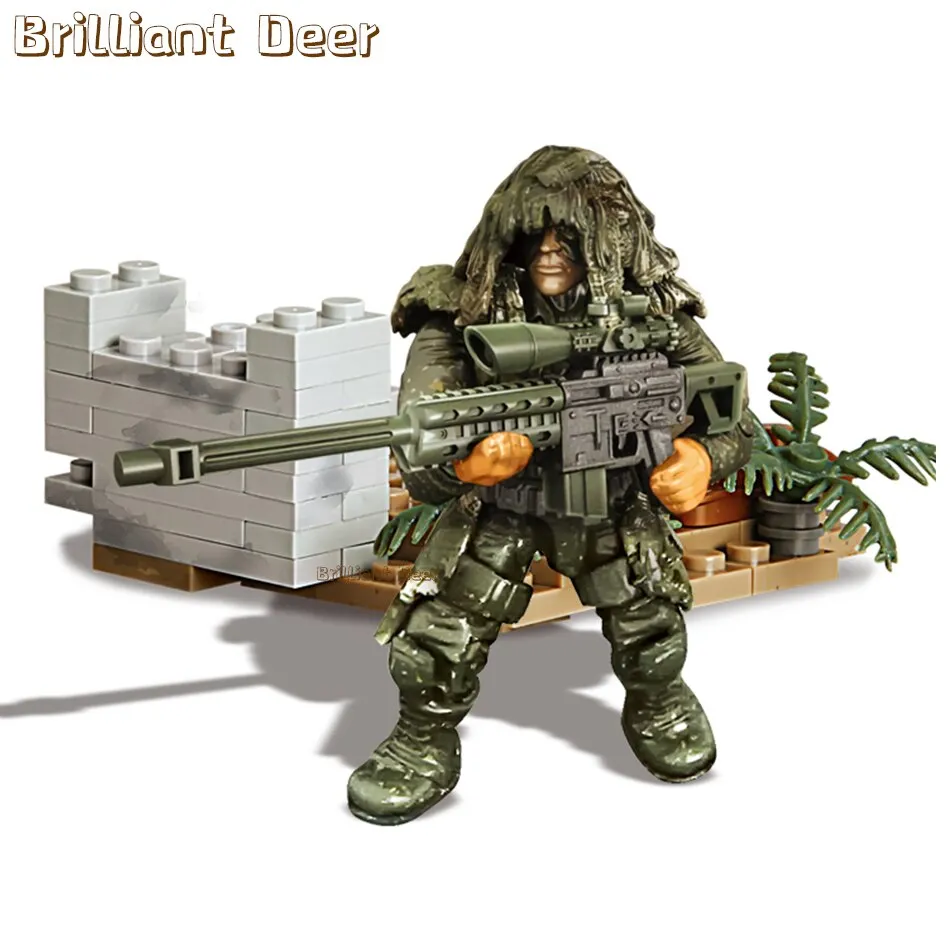 Jungle Snow Desert Combat Scene Special Force WW2 Military Toy Soldiers Action Figure Army Weapon Gun Vest Building Blocks Set