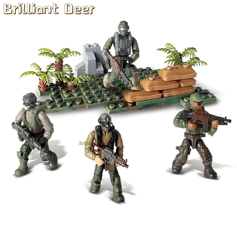 Jungle Snow Desert Combat Scene Special Force WW2 Military Toy Soldiers Action Figure Army Weapon Gun Vest Building Blocks Set