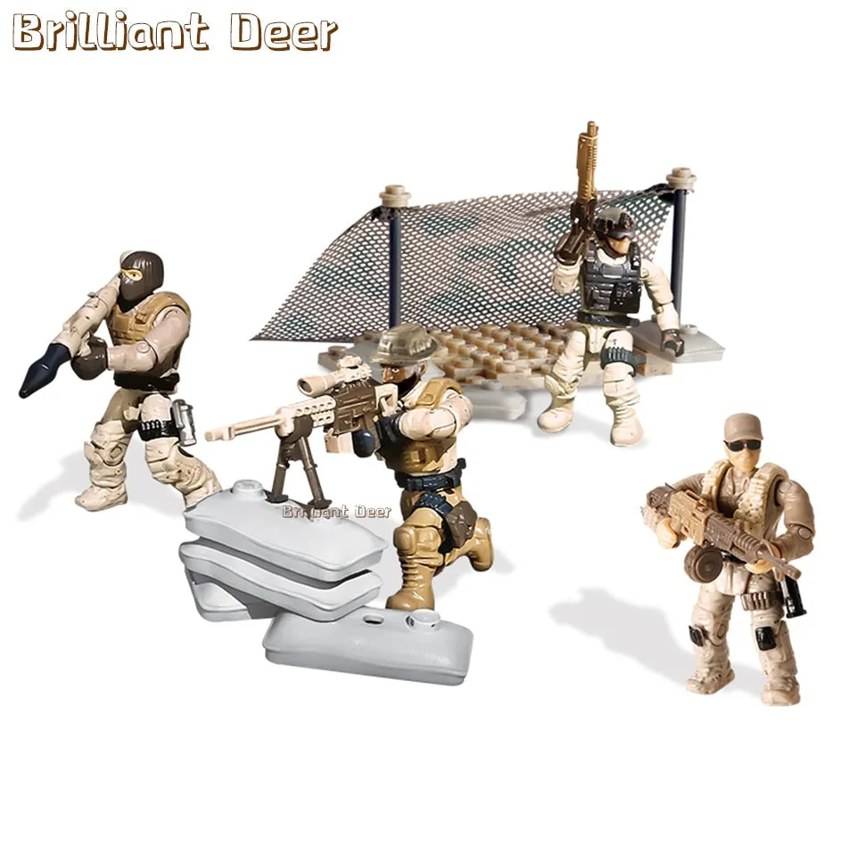Jungle Snow Desert Combat Scene Special Force WW2 Military Toy Soldiers Action Figure Army Weapon Gun Vest Building Blocks Set