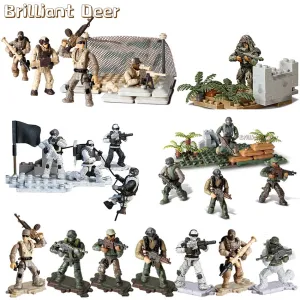 Jungle Snow Desert Combat Scene Special Force WW2 Military Toy Soldiers Action Figure Army Weapon Gun Vest Building Blocks Set
