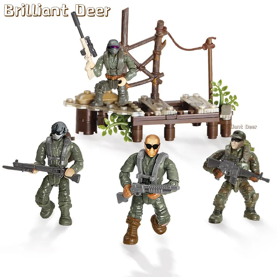 Jungle Snow Desert Combat Scene Special Force WW2 Military Toy Soldiers Action Figure Army Weapon Gun Vest Building Blocks Set