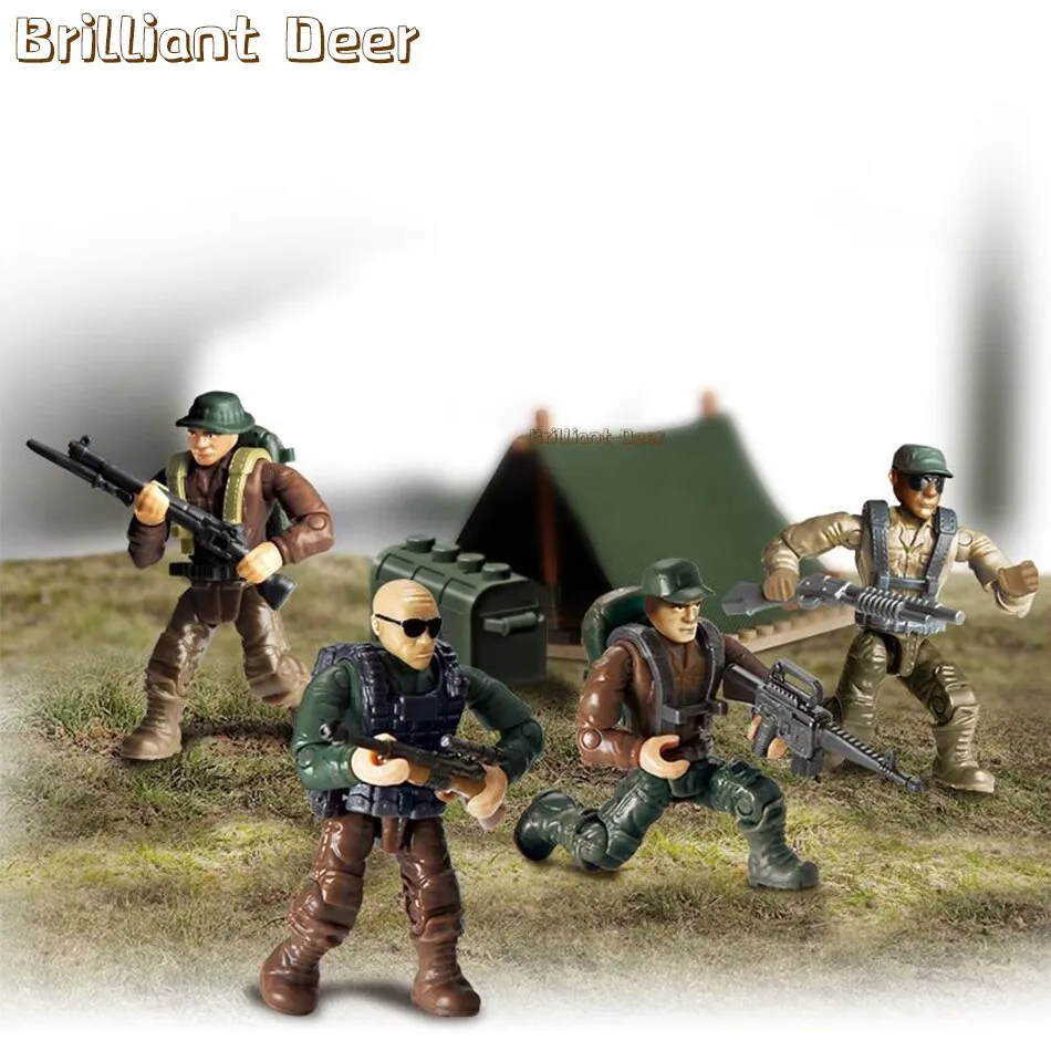 Jungle Snow Desert Combat Scene Special Force WW2 Military Toy Soldiers Action Figure Army Weapon Gun Vest Building Blocks Set