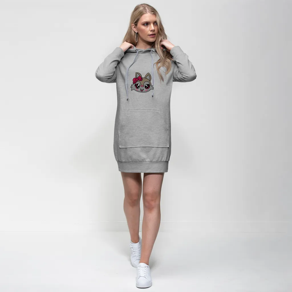 Kitty Face Premium Adult Hoodie Dress