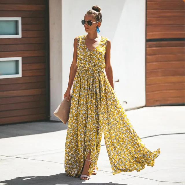 LANFUBEISI Jastie Women Summer Dress Floral Print Maxi Dresses Bohemian Hippie Beach Long Dress Women's Clothing  vestidos de verano