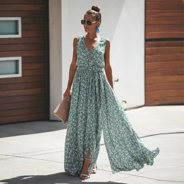 LANFUBEISI Jastie Women Summer Dress Floral Print Maxi Dresses Bohemian Hippie Beach Long Dress Women's Clothing  vestidos de verano