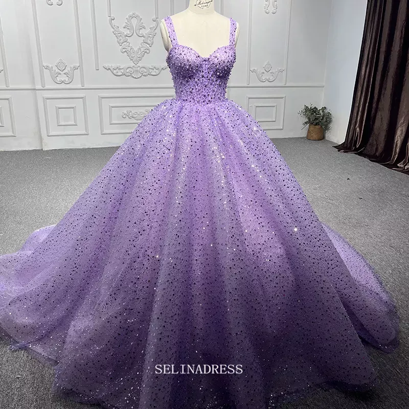 Lilac Princess Dress Ball Gown Beaded Prom Dress Pageant Dress DY9921