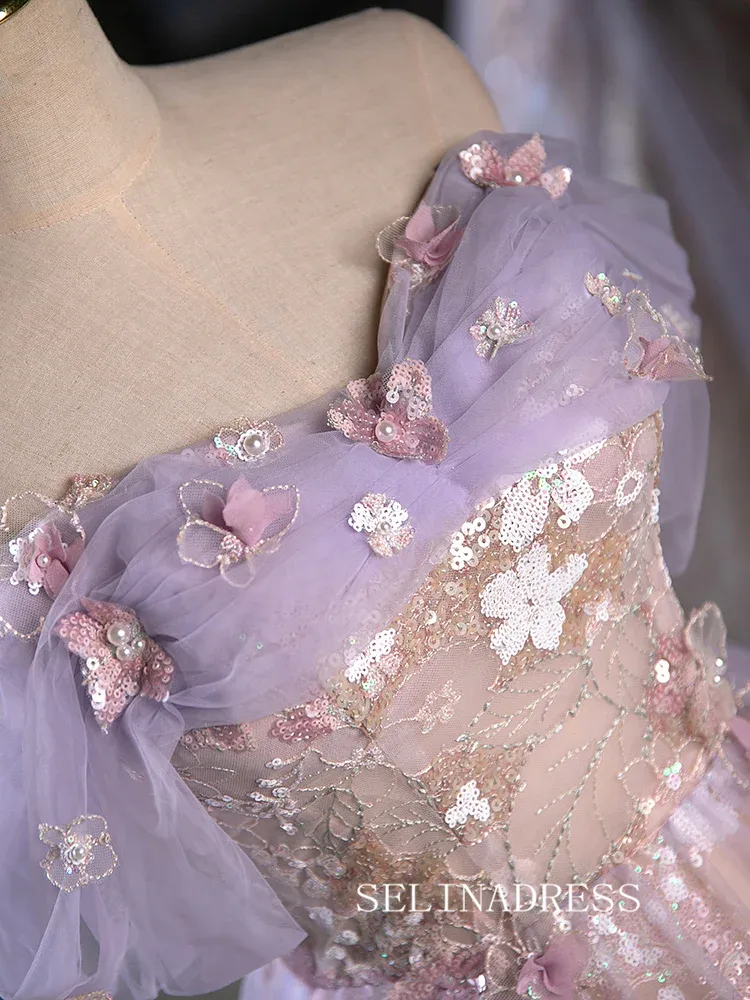 Lovely Lilac Homecoming Dresses Hoco Dress Sequins Lace Cocktail Dress #TKL1896
