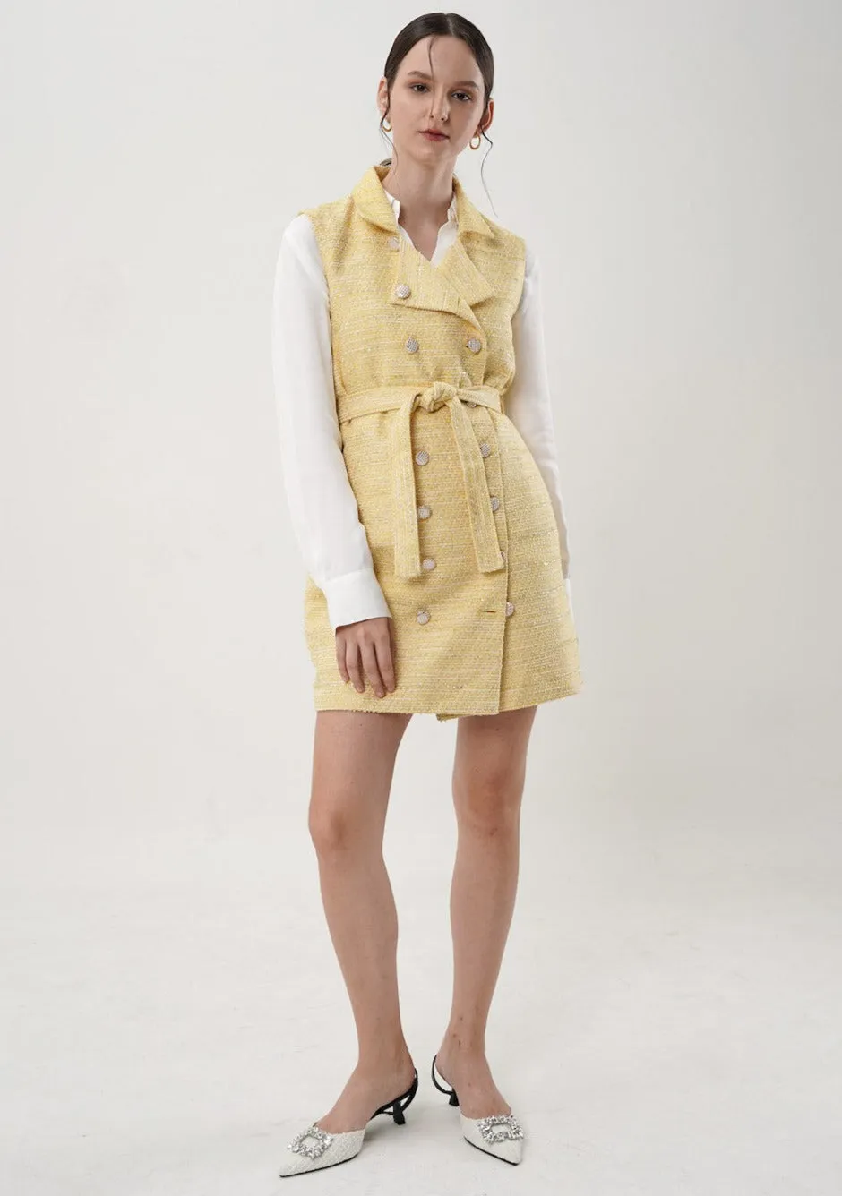 Lynel Tweed Mini Dress In Yellow (1 LEFT)