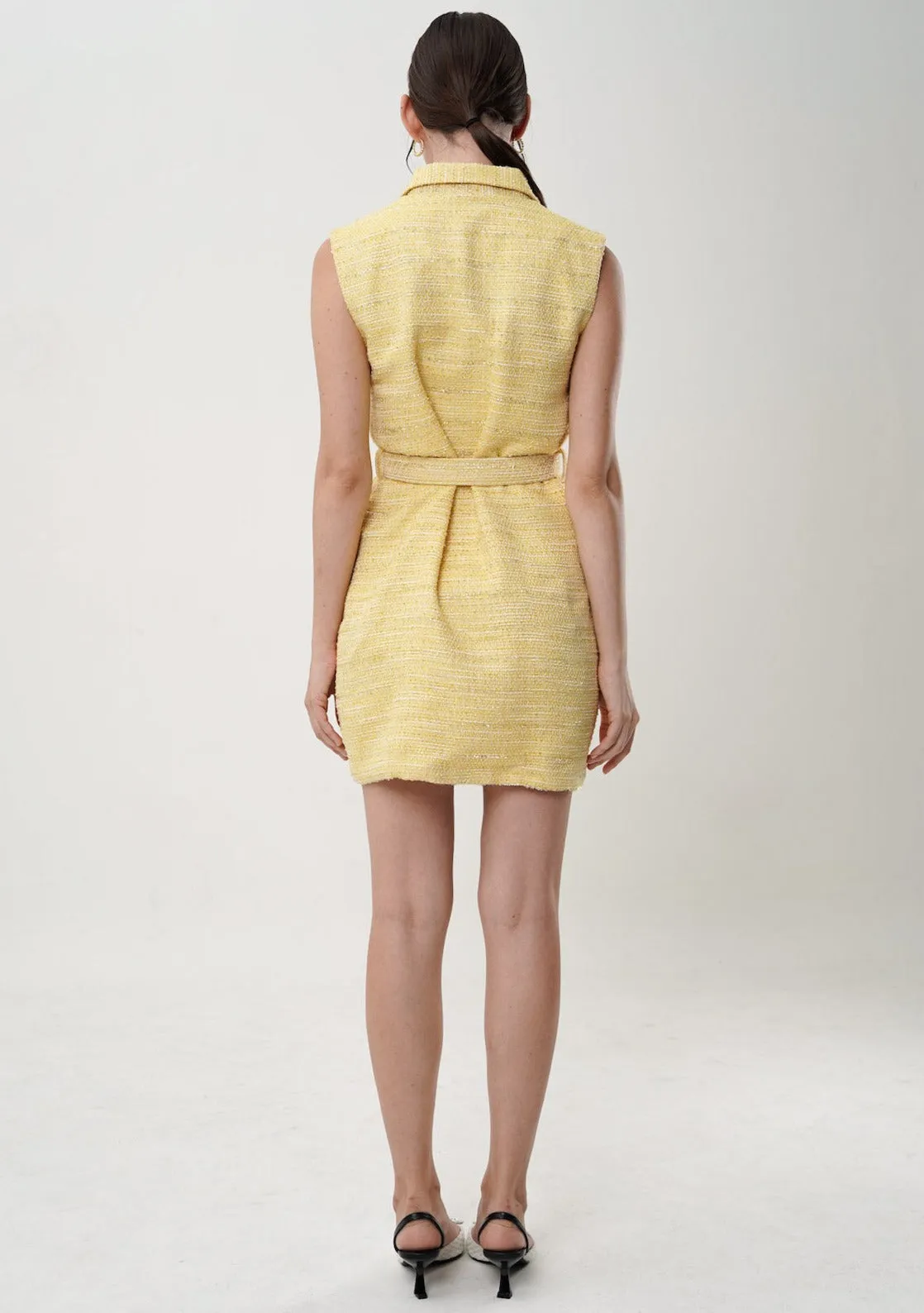 Lynel Tweed Mini Dress In Yellow (1 LEFT)