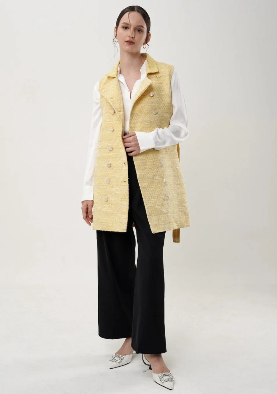 Lynel Tweed Mini Dress In Yellow (1 LEFT)