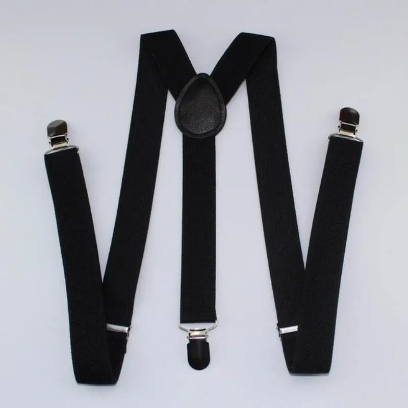 Men's Solid Print Polyester Suspenders