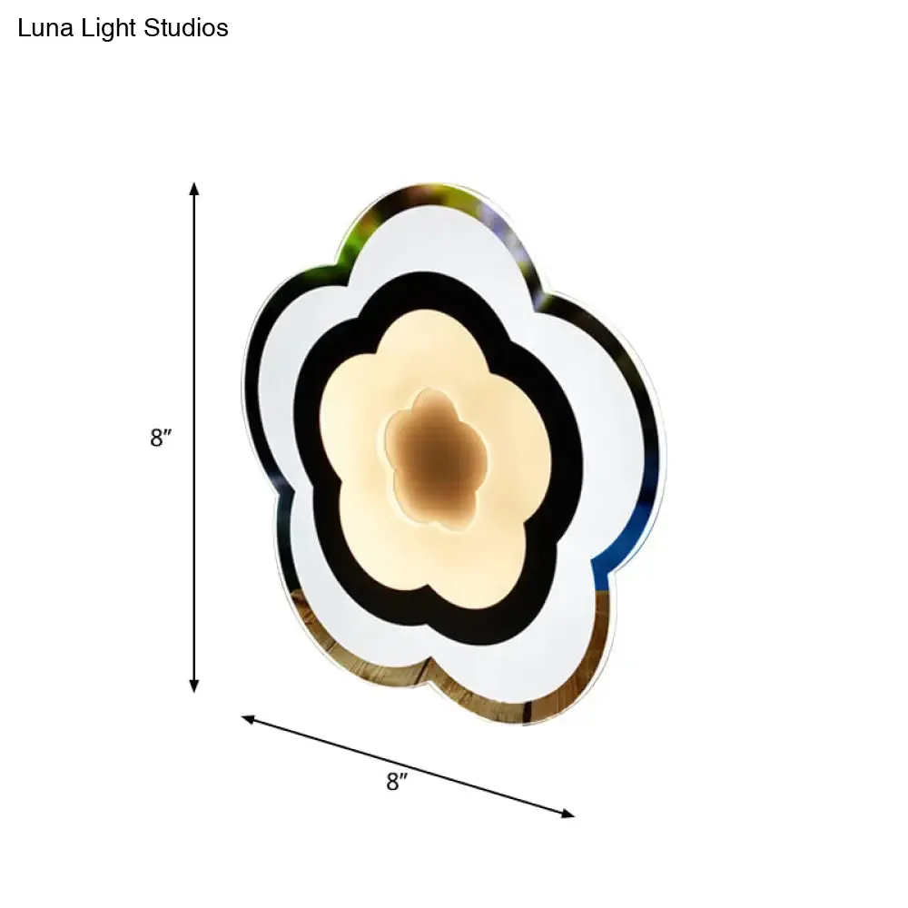 Minimalistic White Acrylic LED Wall Lamp for Bedroom - Diamond Twig Flower Design