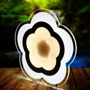 Minimalistic White Acrylic LED Wall Lamp for Bedroom - Diamond Twig Flower Design